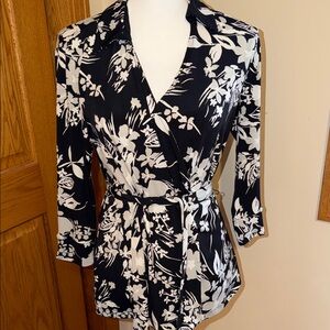 Worthington Black and White Floral Blouse